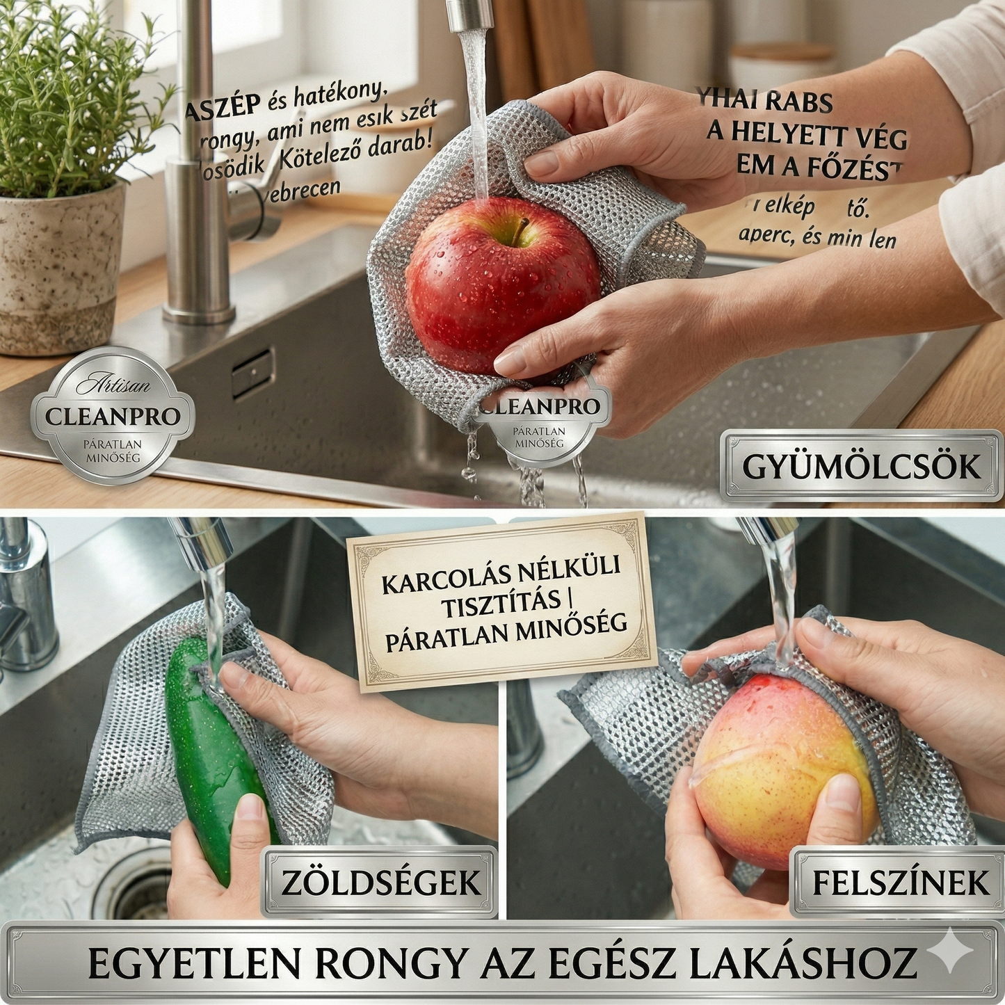 AKCIÓ: 5+5 DARAB INGYEN – CleanMaster™ 2 az 1-ben Univerzális Tisztítókendő: Karcmentes technológia minden felületre! | Ne rongálja meg többé edényeit – Tisztítson karcolások nélkül! | MAI AJÁNLAT: Utánvétes fizetés!