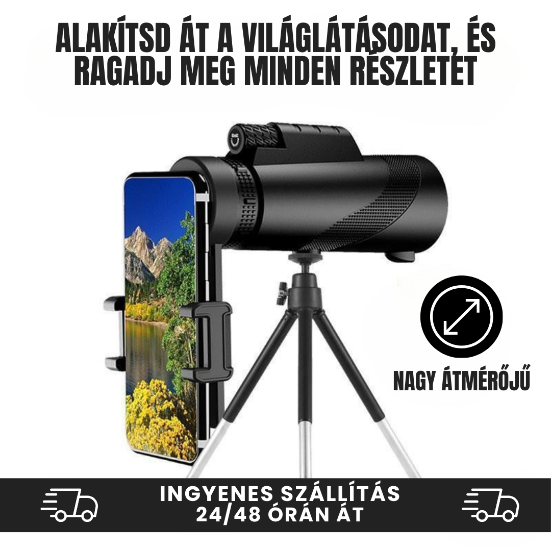 Stars™ Hordozható Éjjellátó Teleszkóp: Készítsen Lenyűgöző Képeket Mobiljával (Természet, Csillagok, Állatok és egyebek) + MOST AJÁNDÉK ÁLLVÁNY ÉS MOBILADAPTER