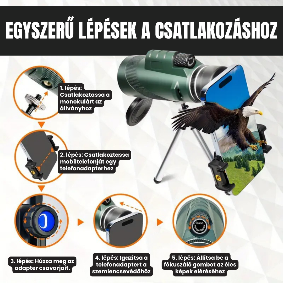 Stars™ Hordozható Éjjellátó Teleszkóp: Készítsen Lenyűgöző Képeket Mobiljával (Természet, Csillagok, Állatok és egyebek) + MOST AJÁNDÉK ÁLLVÁNY ÉS MOBILADAPTER