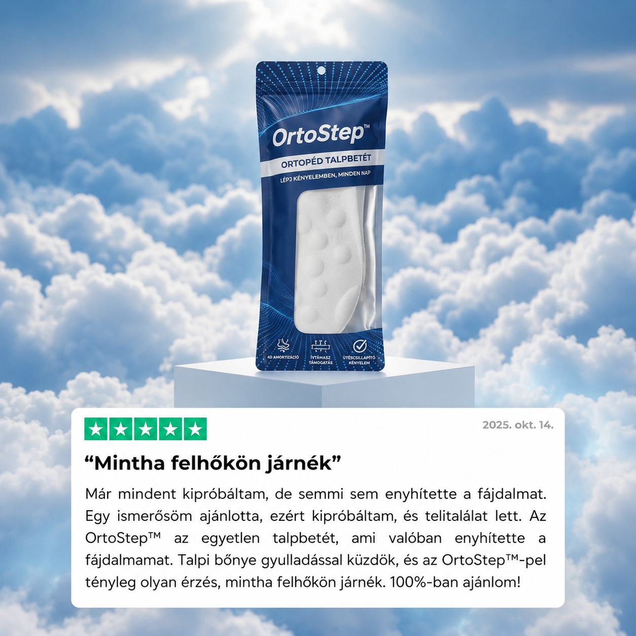 1+1 INGYEN CSAK MA | OrtoStep™ – ergonomikus talpbetét sarokfájdalom, talpi bőnyegyulladás és fáradt lábak enyhítésére