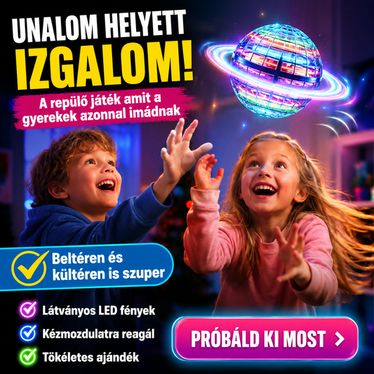 SpinNova™ LED-es Repülő UFO Labda – Visszatérő Dobás Kézmozdulat-Érzékeléssel | Látványos Játék Gyerekeknek és az Egész Családnak
