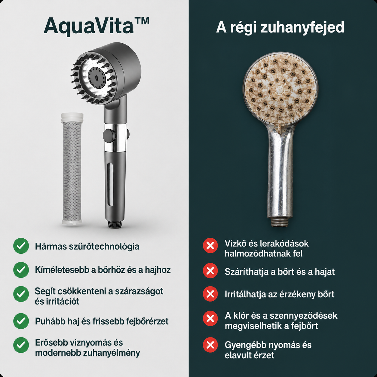 1+1 INGYEN l Védd meg bőröd és hajad a kemény víz káros hatásaitól az AquaVita™ segítségével