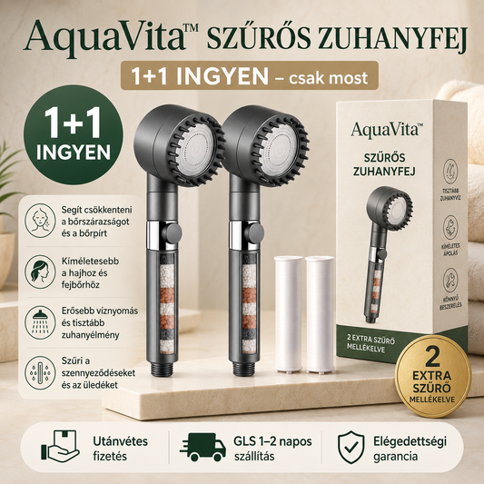 1+1 INGYEN l Védd meg bőröd és hajad a kemény víz káros hatásaitól az AquaVita™ segítségével