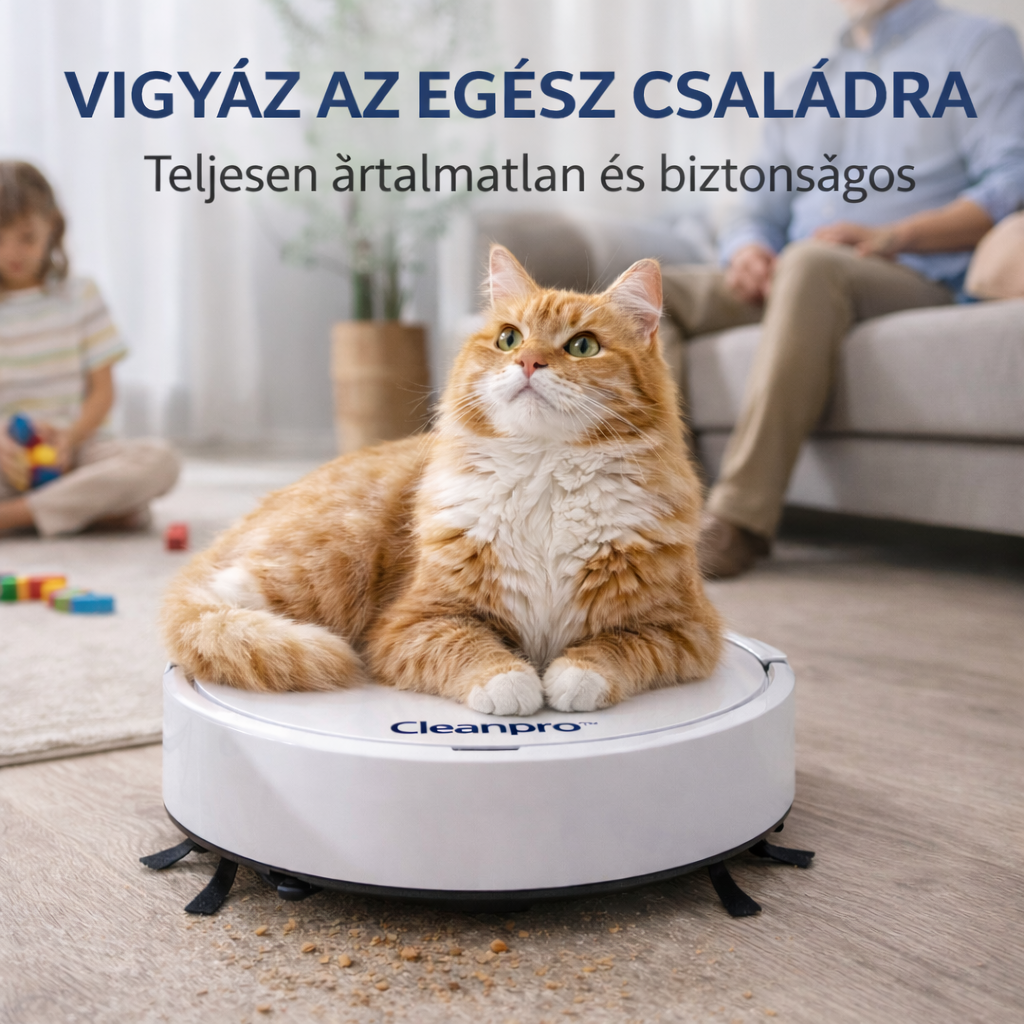 CleanPro™ – A mindentudó 3 az 1-ben robotporszívó: Porszívózik, seper és felmos Ön helyett. Élvezze a tiszta otthont erőfeszítés nélkül! (30 napos próba + 5 év garancia + AJÁNDÉK MA!)