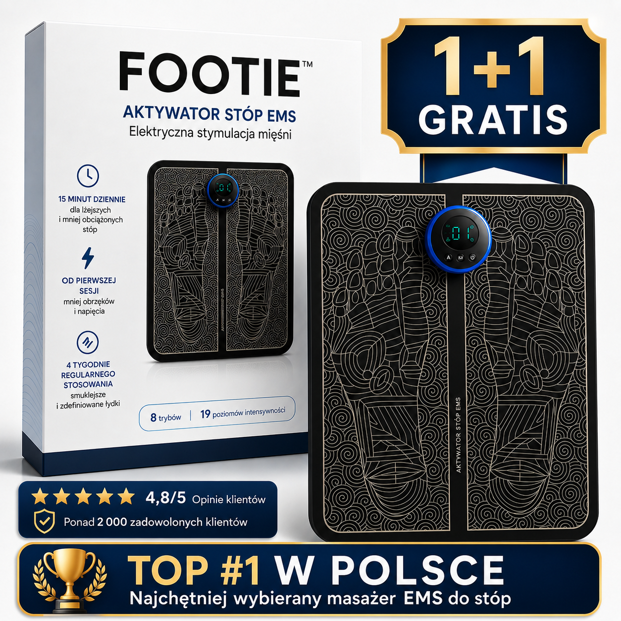 1+1 GRATIS | Domowa terapia EMS Footie™ na ból stóp, zmęczenie nóg, uczucie ciężkości, drętwienie oraz wsparcie prawidłowego krążenia