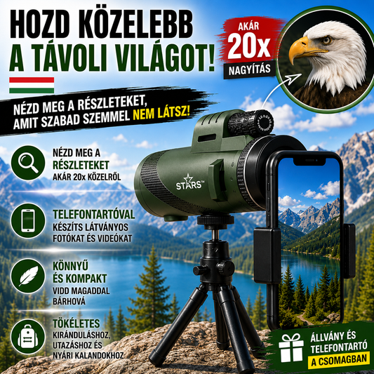 Stars™ – Hozd akár 20x közelebb a nyári kalandokat, és örökítsd meg őket a telefonoddal | Állvány + telefontartó AJÁNDÉK