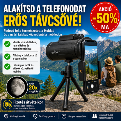 Stars™ – Hozd akár 20x közelebb a nyári kalandokat, és örökítsd meg őket a telefonoddal | Állvány + telefontartó AJÁNDÉK