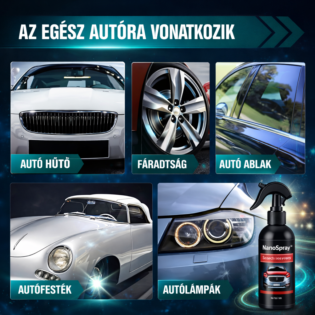 1+1 INGYEN: NanoSpray™ 3 az 1-ben Kerámia Spray | Azonnal Eltünteti a Karcolásokat és Tükörfényt Ad | Spóroljon Százezreket a Drága Javításokon – Profi Védelem Percek Alatt!