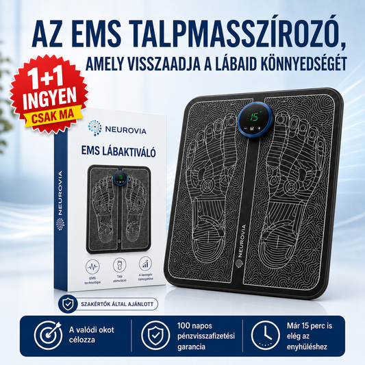 FALTA MA: 1+1 INGYEN! Neurovia™ EMS Lábaktiváló Kezelés Duzzadt, nehéz vagy gyengének érződő lábakra – otthoni használatra.