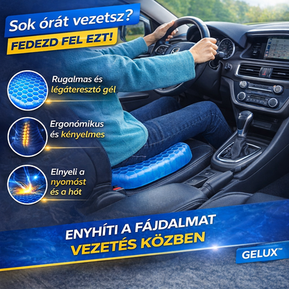 Gelux™ - Az egyetlen prémium terápiás gélpárna, amely azonnal enyhíti a hátfájást és javítja a testtartást – ideális, ha hosszú órákat ülsz! + INGYENES szövethuzat! Próbáld ki 30 napig kockázat nélkül!