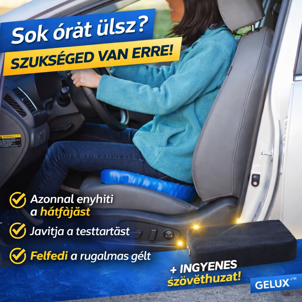 Gelux™ - Az egyetlen prémium terápiás gélpárna, amely azonnal enyhíti a hátfájást és javítja a testtartást – ideális, ha hosszú órákat ülsz! + INGYENES szövethuzat! Próbáld ki 30 napig kockázat nélkül!