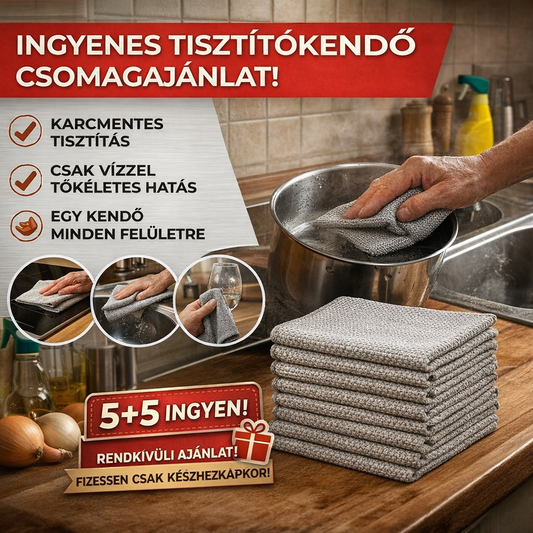 AKCIÓ: 5+5 DARAB INGYEN – CleanMaster™ 2 az 1-ben Univerzális Tisztítókendő: Karcmentes technológia minden felületre! | Ne rongálja meg többé edényeit – Tisztítson karcolások nélkül! | MAI AJÁNLAT: Utánvétes fizetés!