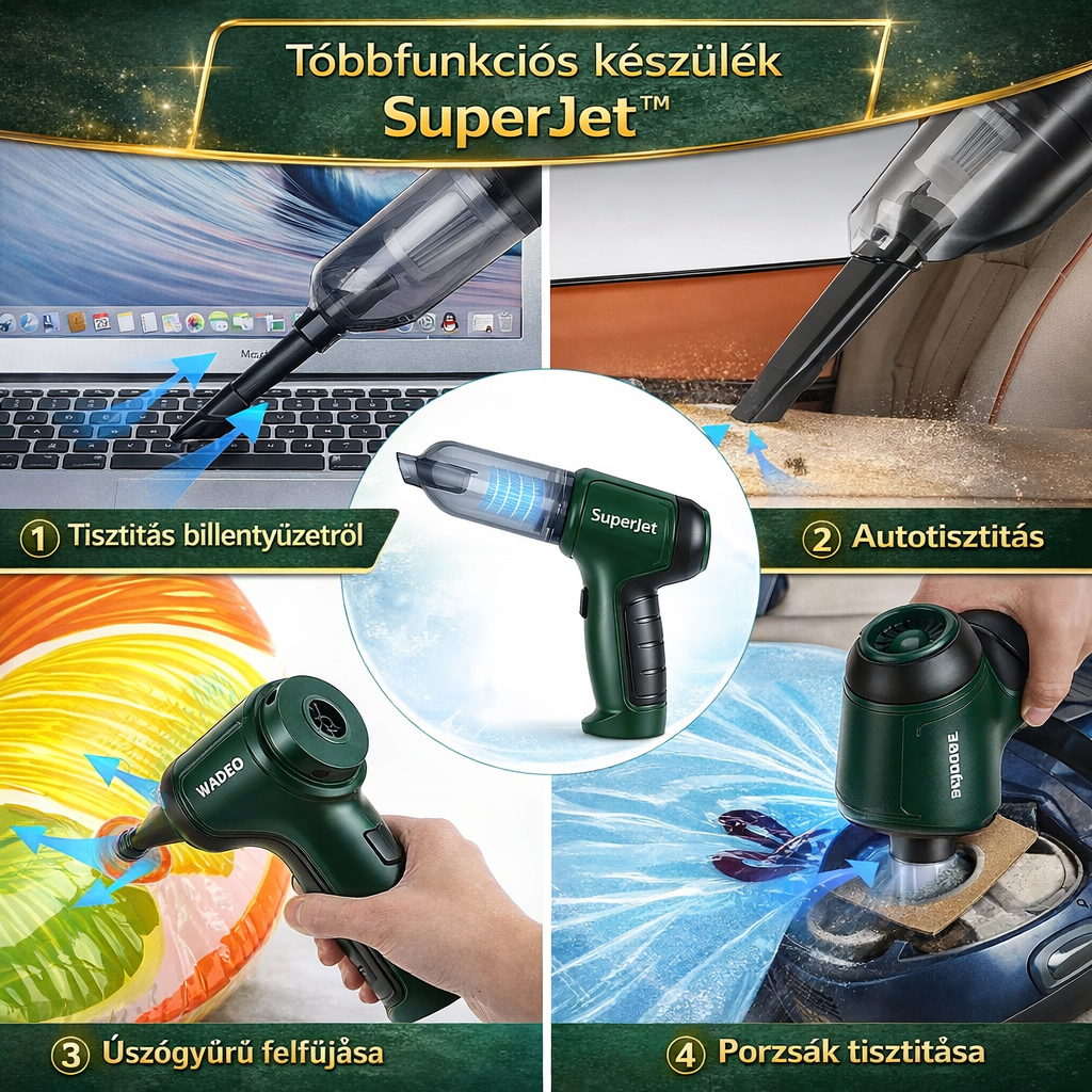 SuperJet™ Szívó-Fúvó – Tisztítsd meg autódat, otthonodat, irodádat, fújd fel a gumikat + AJÁNDÉK porszűrő!