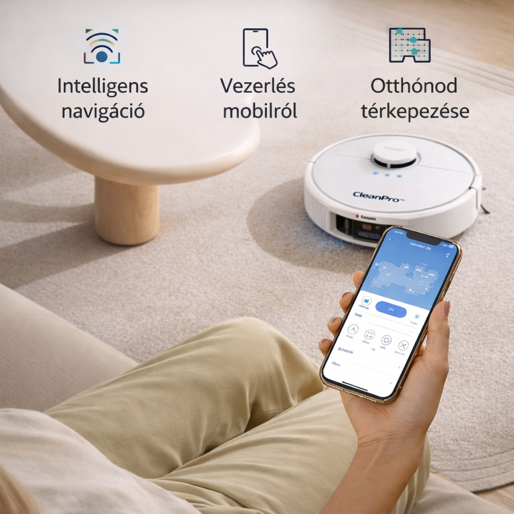 CleanPro™ – A mindentudó 3 az 1-ben robotporszívó: Porszívózik, seper és felmos Ön helyett. Élvezze a tiszta otthont erőfeszítés nélkül! (30 napos próba + 5 év garancia + AJÁNDÉK MA!)
