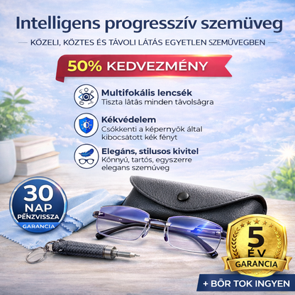 Ray™ Intelligens Multifunkciós Szemüveg: Éles Látás Közelre és Távolra Egyben | UV és Kékfény Szűrő + AJÁNDÉK Bőr Tok | 30 Napos Garancia