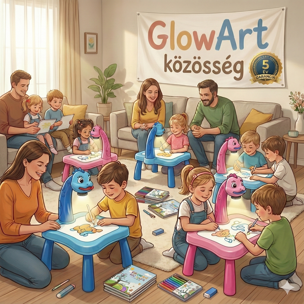 Csodálatos Teljes Készlet: GlowArt™ LED Projektoros Tanulóasztal – Fejleszd a neuronokat és felejtsd el a mobilt! (2026-os Trend) + 12 AJÁNDÉK filctoll és füzet