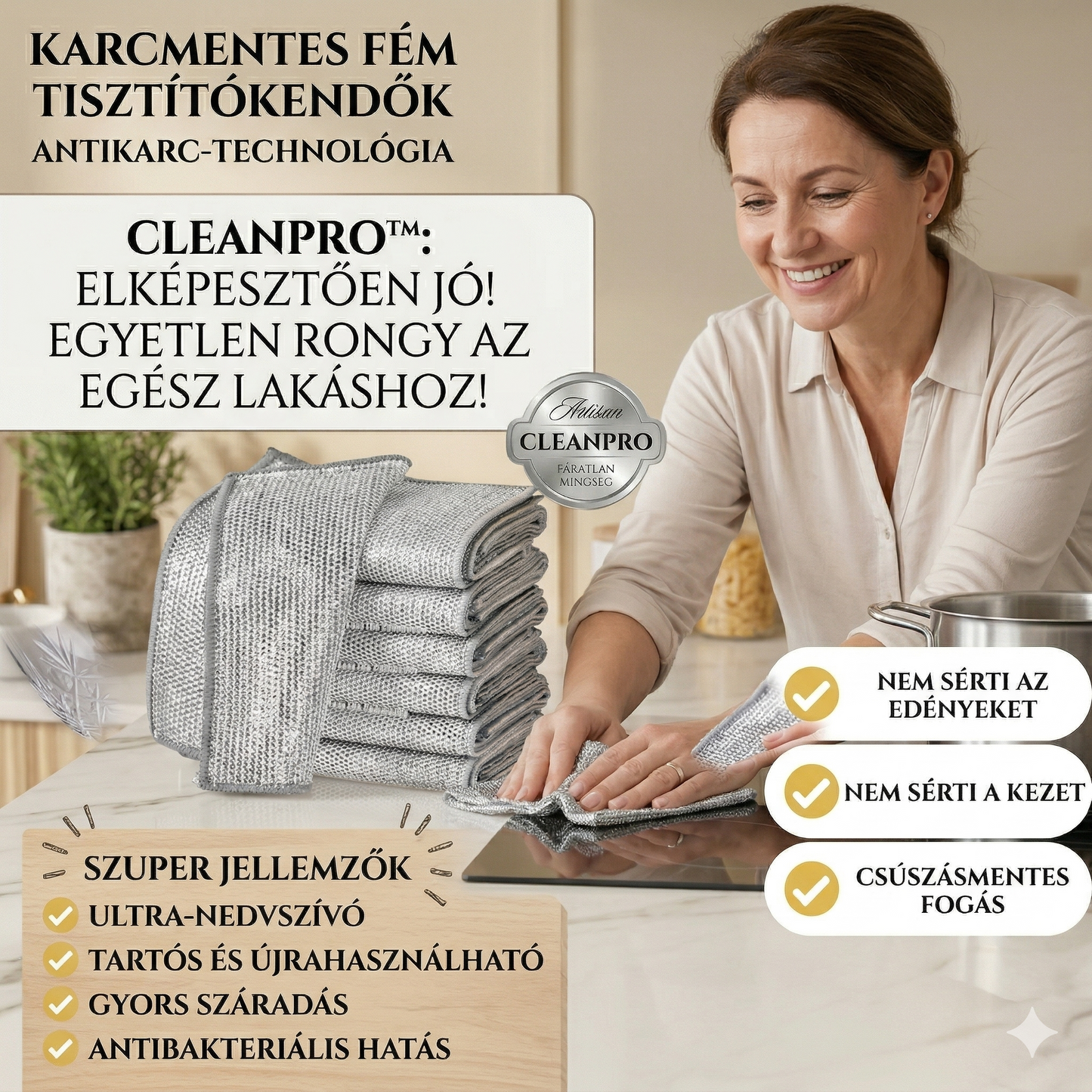 AKCIÓ: 5+5 DARAB INGYEN – CleanMaster™ 2 az 1-ben Univerzális Tisztítókendő: Karcmentes technológia minden felületre! | Ne rongálja meg többé edényeit – Tisztítson karcolások nélkül! | MAI AJÁNLAT: Utánvétes fizetés!