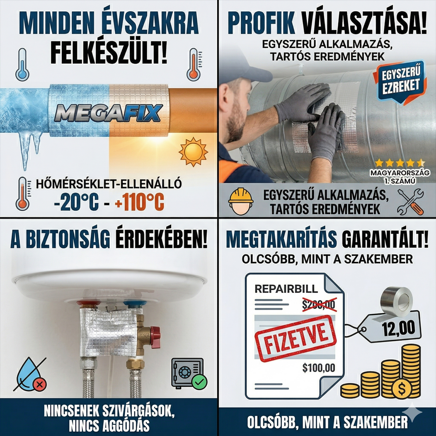 MegaFix™ – Professzionális Butil Tömítő Megoldás: Azonnal Megállítja a Vízszivárgást, Ellenáll a Szélsőséges Hőnek és Megmenti Önt a Több Tízezres Javítási Számláktól!